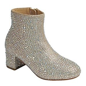 Champagne rhinestone kids boots